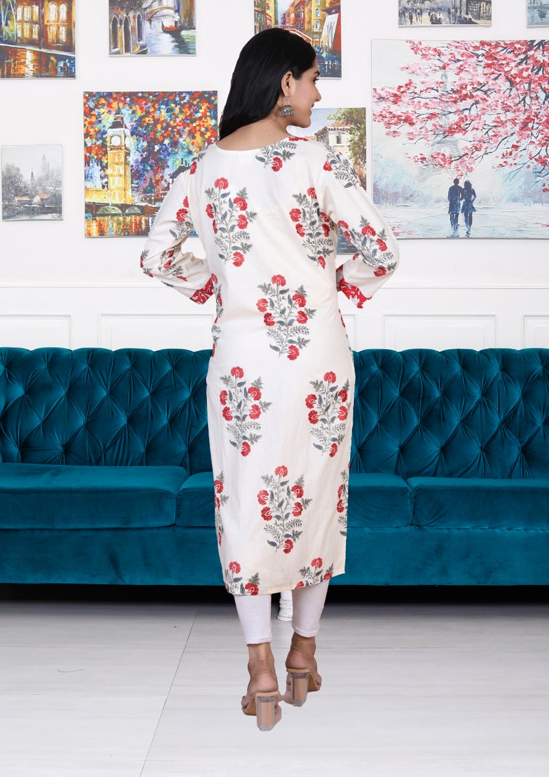 Shifory Floral Print White Kurti for Women - Image 4